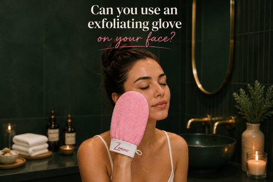 safe use of exfoliating glove on face and sensitive skin areas